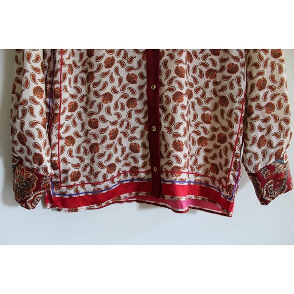 Zara Bold Print Satin Button Up Top XS Preowned - Picture 8 of 16